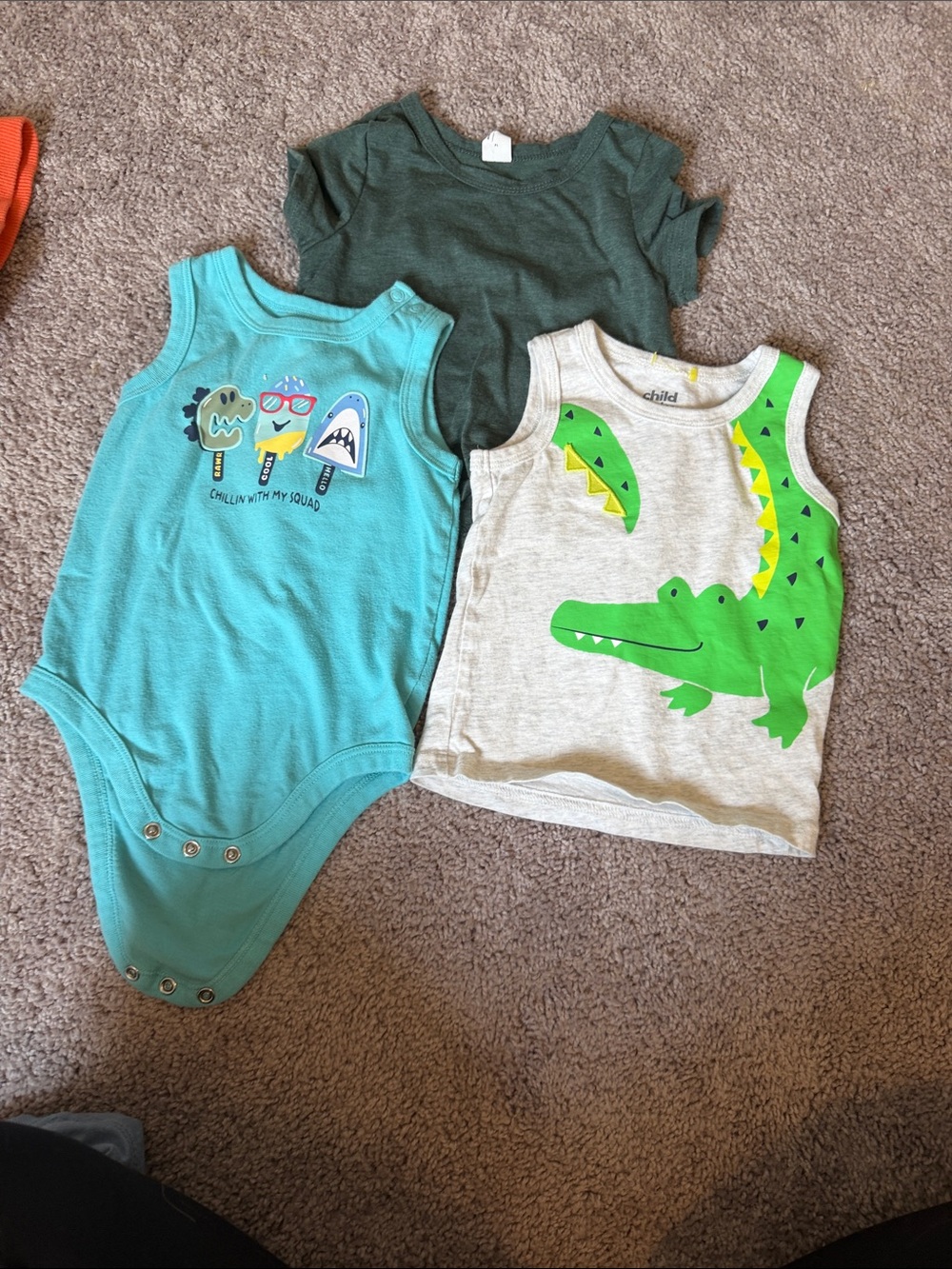 3-Piece Baby Tank & Onesie Set with Crocodile Graphic